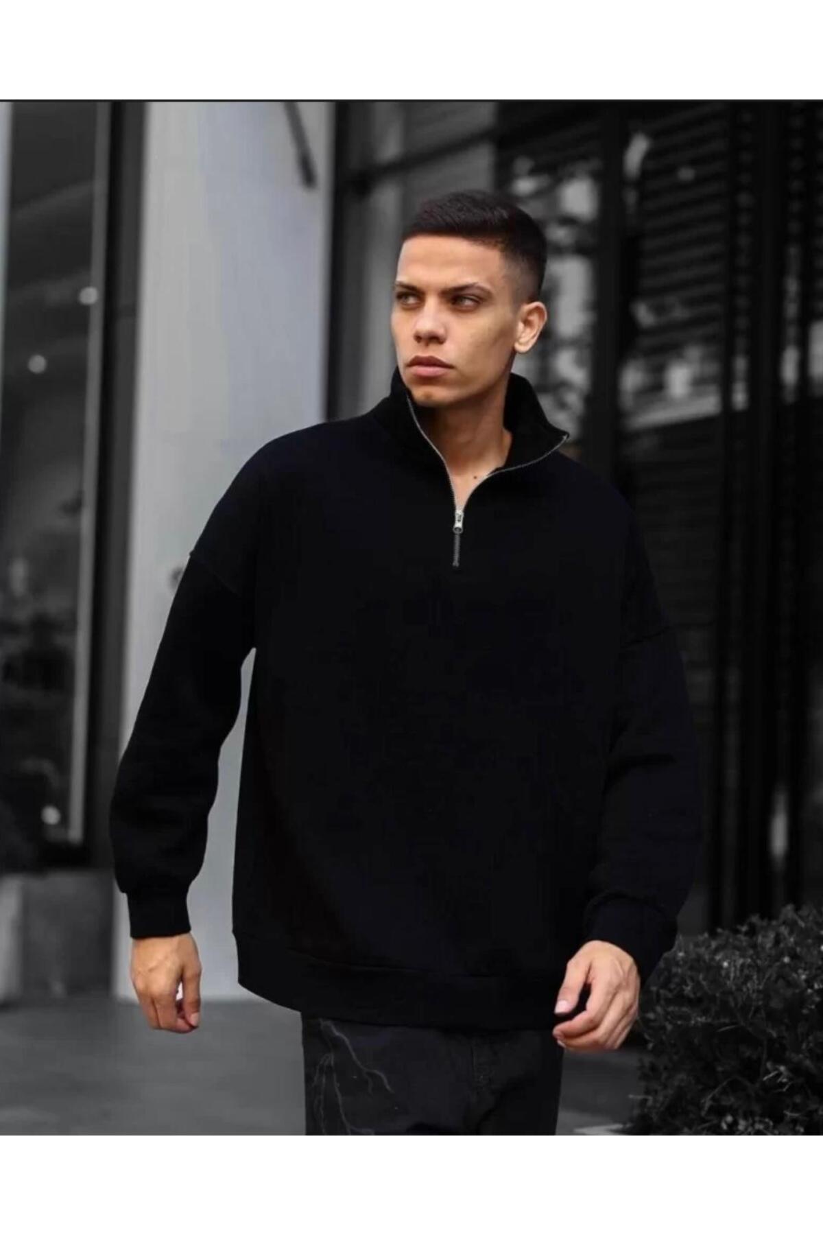 Black Diamonds BlackDiamonds Erkek Yarım Fermuarlı Üç İplik Sweatshirt