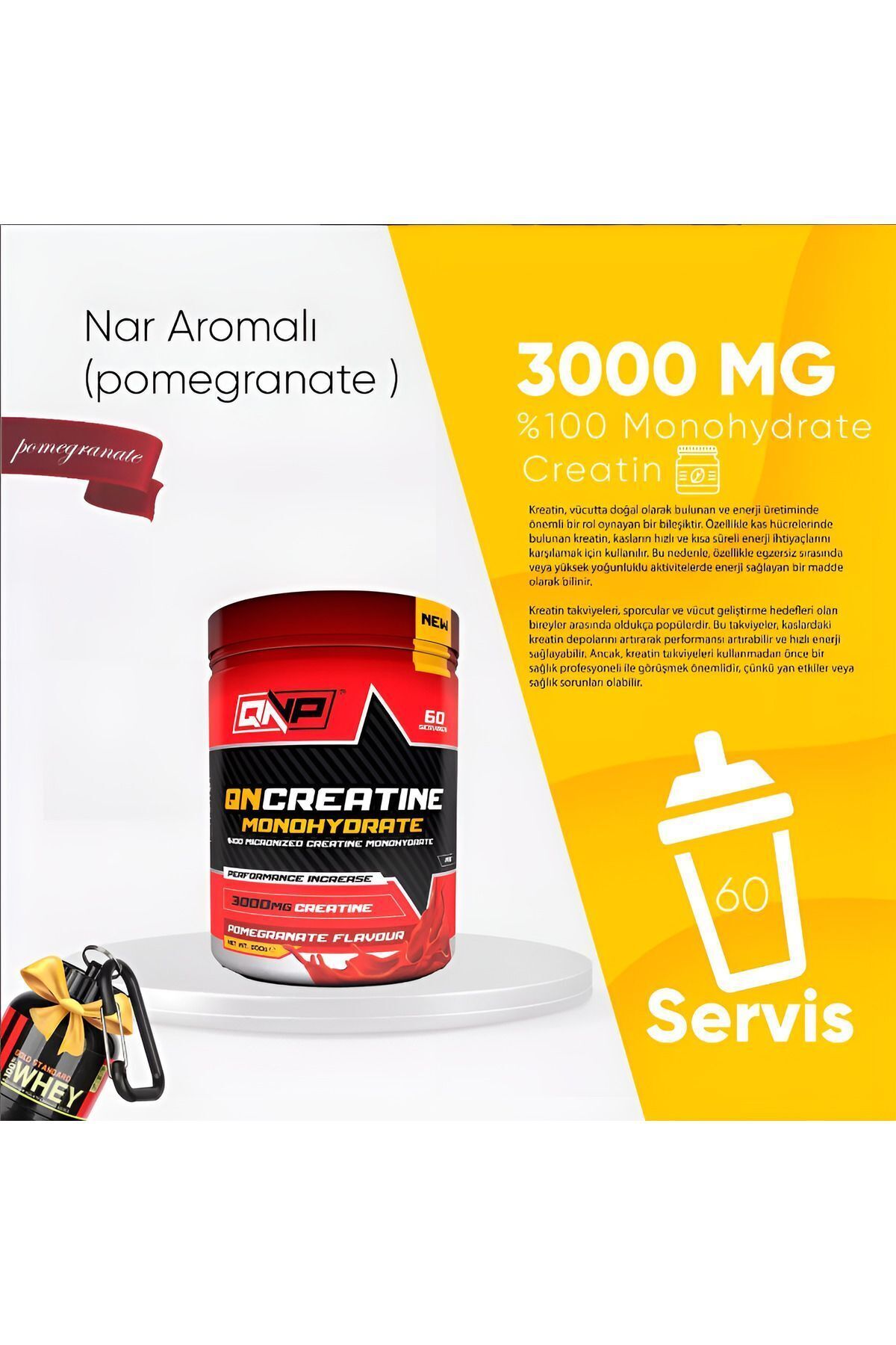 QNP NUTRİTİON CREATİN MONOHYDRATE 300 GR NAR AROMALI 3