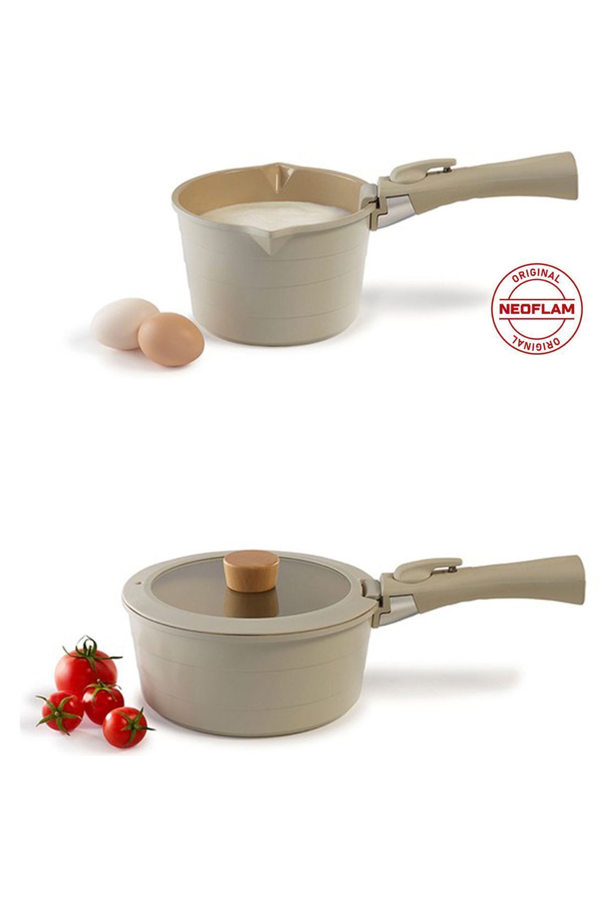 NEOFLAM-Midas Gray 12 Piece (With Spare Handle) Interlocking Induction Pot and Pan Set with Detachable Handle 5