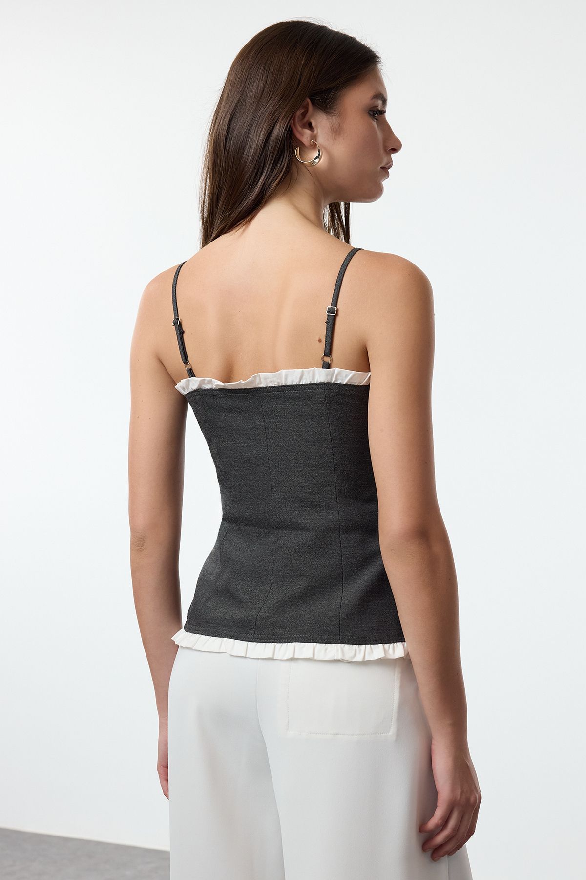Trendyol Collection-Strappy Anthracite Woven Vest - Twoaw25Ye00057 5
