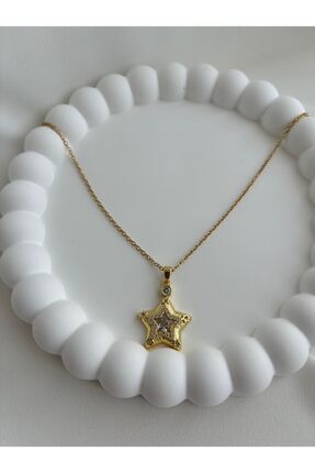 Nota Bijuteri Taşlı Yıldız Çelik Kolye