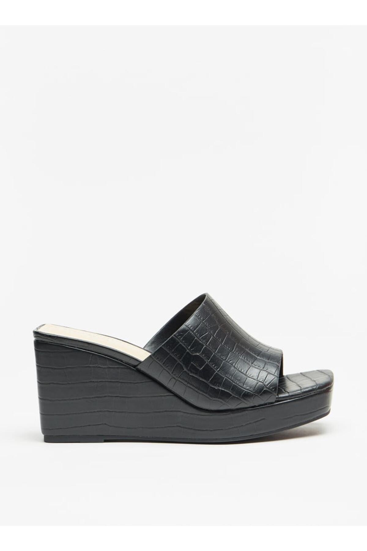 Flora Bella by Shoexpress-Flora Bella Textured Slip-On Sandals with Wedge Heels 3