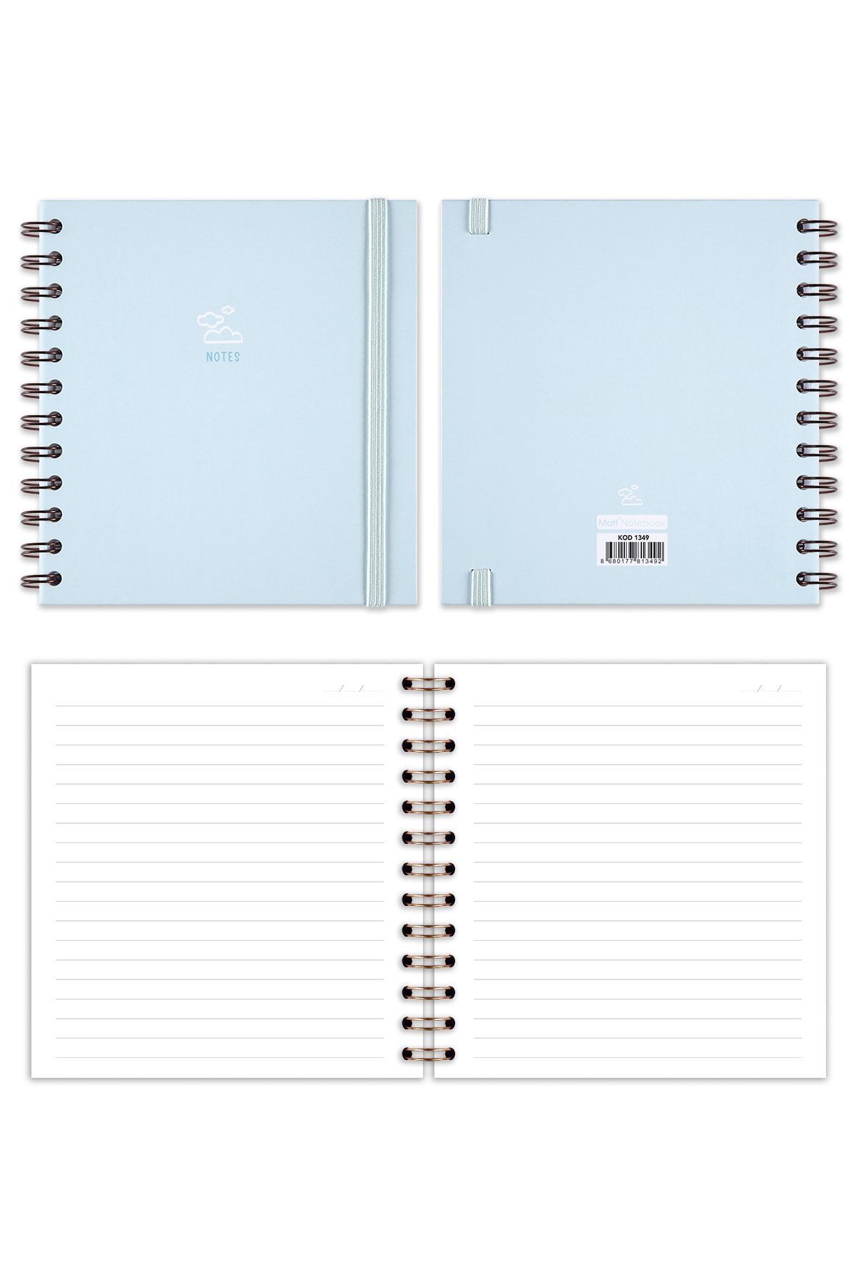Matt Notebook-مجموعة مربعة مقاس 15 × 15 سم مكونة من 2 مفكرة مخططة حلزونية غير مؤرخة نجمة سحابة 7
