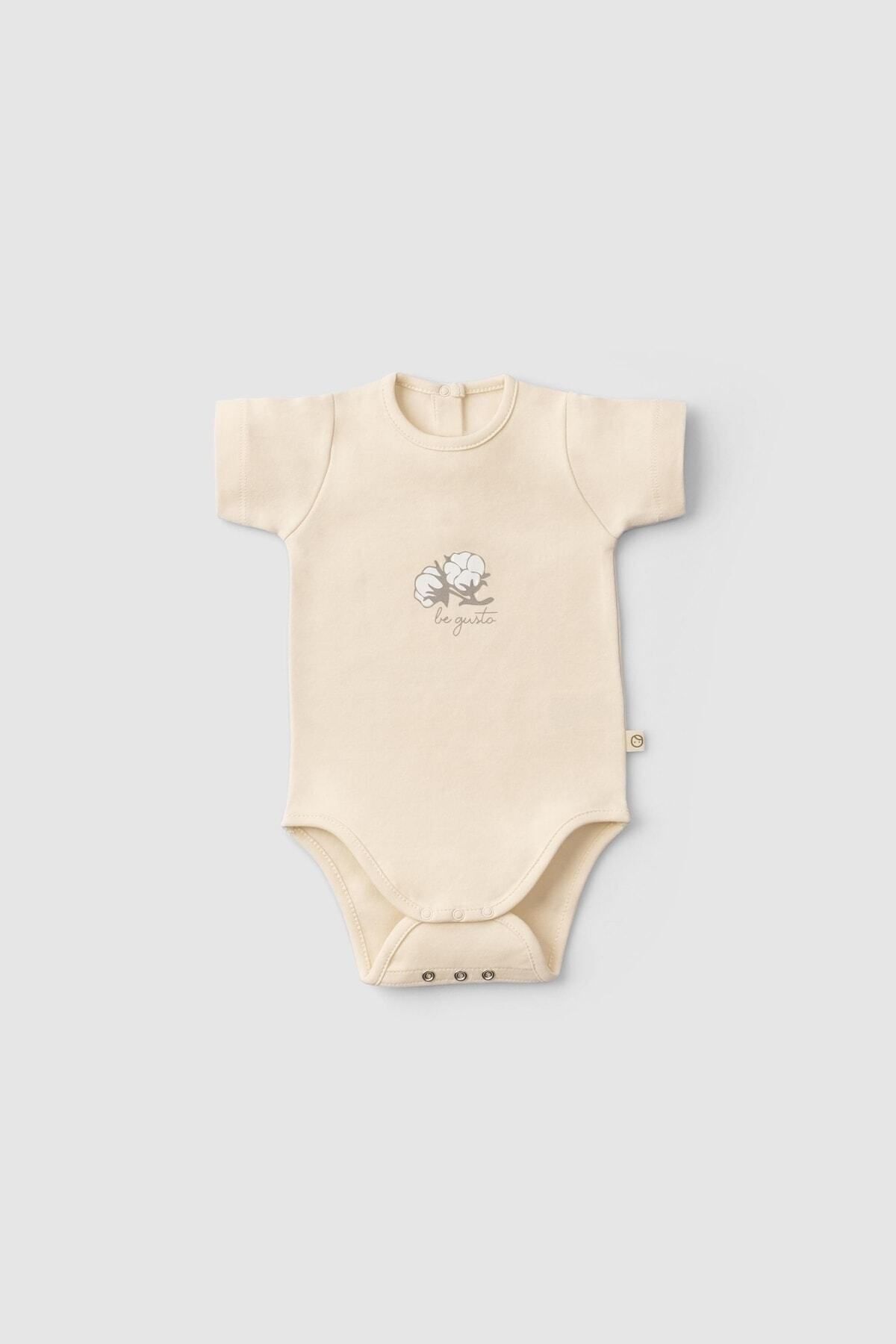 بادی نوزادی پسرانه – دخترانه بژ Little Gusto | 425ST-BODY اورجینال - تصویر 4