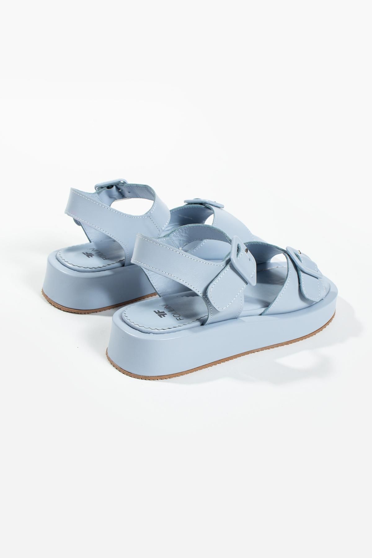 صندل زنانه آبی FOLLİNİ | 163 2218 اورجینال - تصویر 4