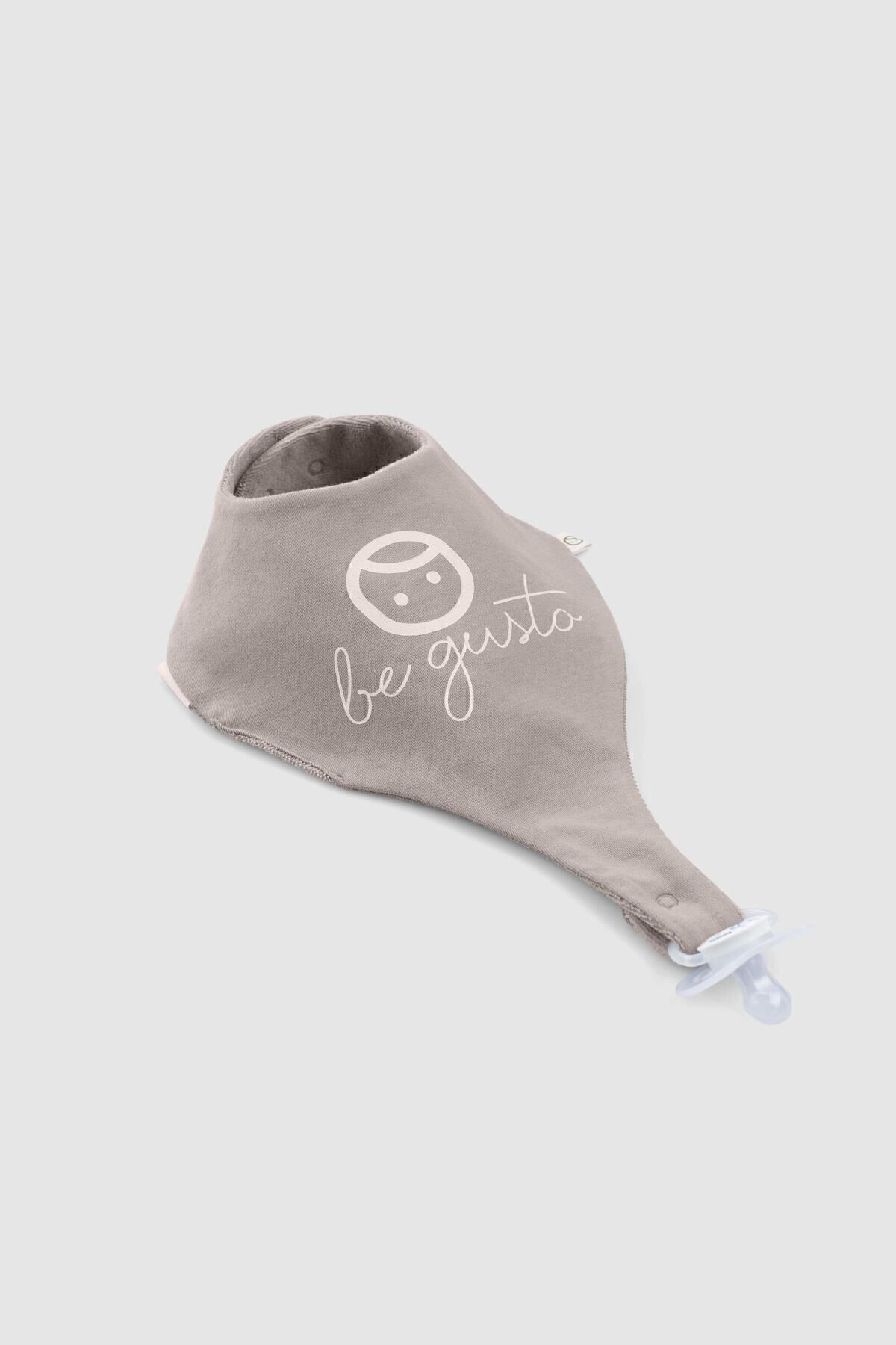 Little Gusto Sıvı Geçirmez Organik Pamuk Emzik Tutuculu Önlük Vintage Kahve fotoğrafı 2 (önizleme)