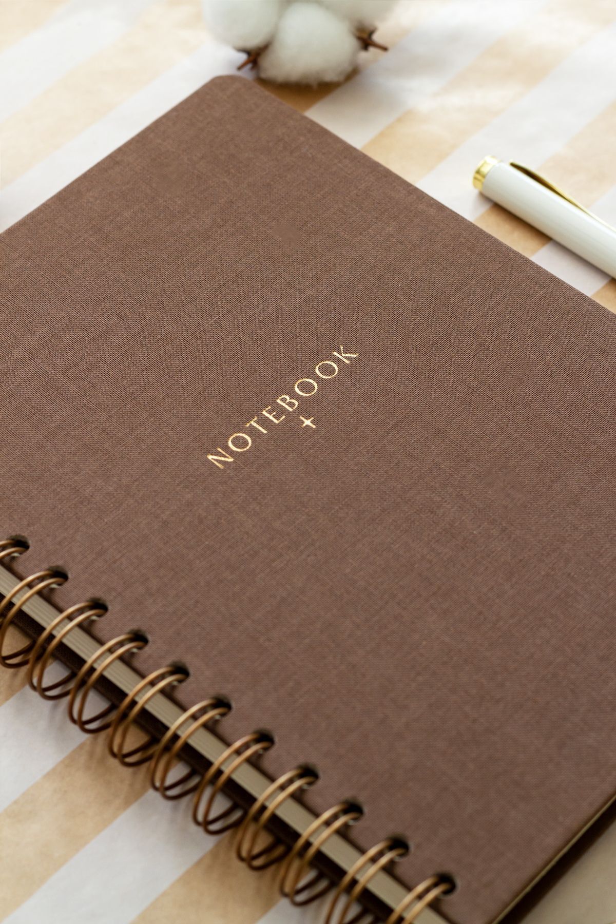 Matt Notebook-15x21 cm SpirAl Linen NotepAd - Brown A5 3