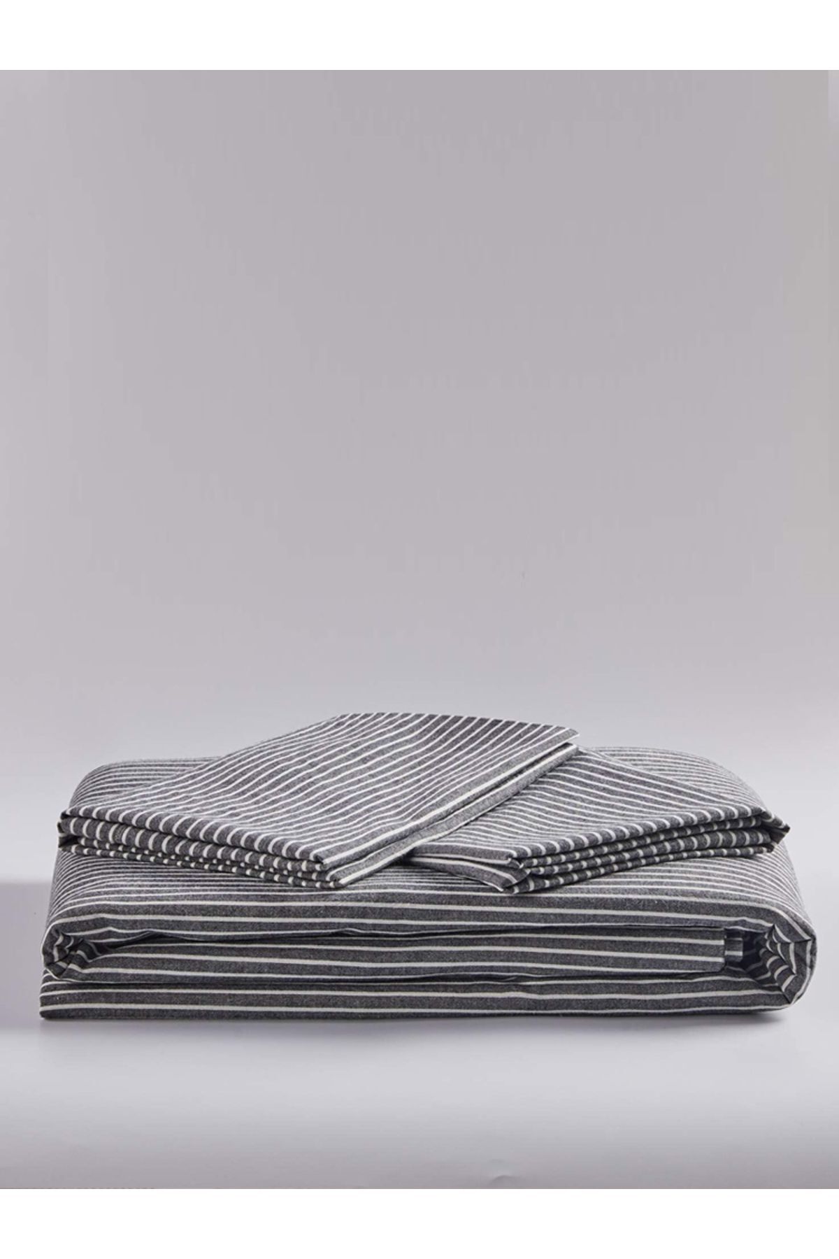 Line Striped Naturel Pamuk Çift Kişilik Nevresim Takımı 3