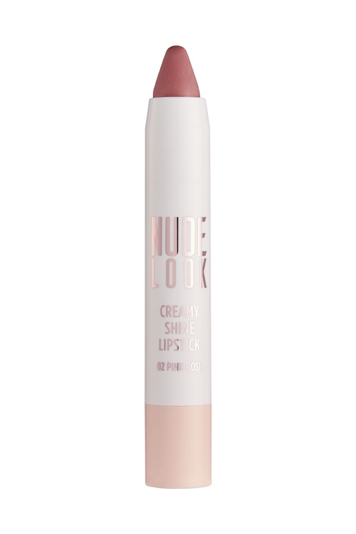 Nude Look رژ لب کرمی شاین شماره: 02 صورتی صورتی - رژ لب مدادی - 8691190967338 Golden Rose