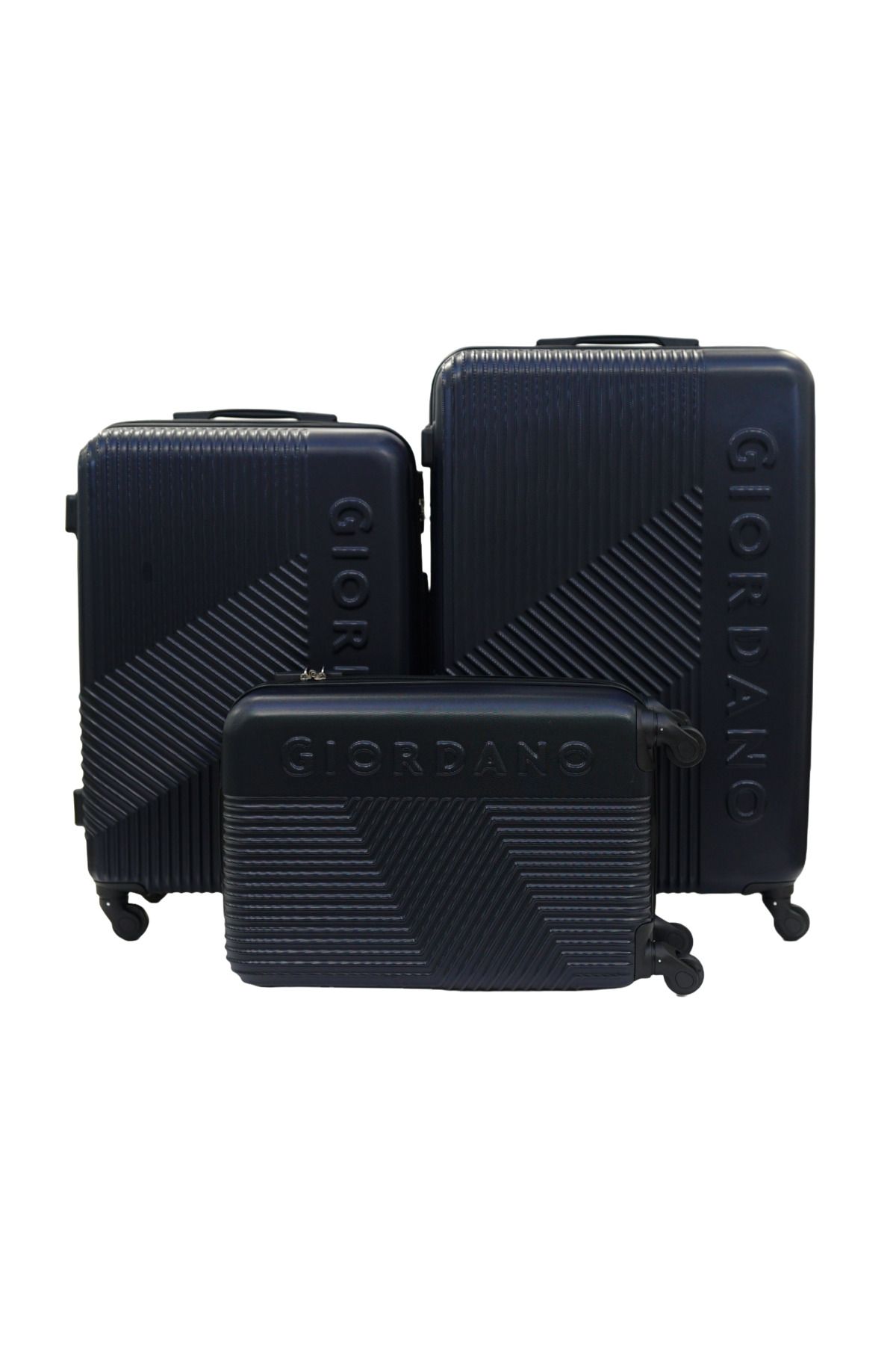 Giordano-Logo Series Luggage Set of 3 Navy,ABS Hard Shell Lightweight Durable Secure Number Lock. 1