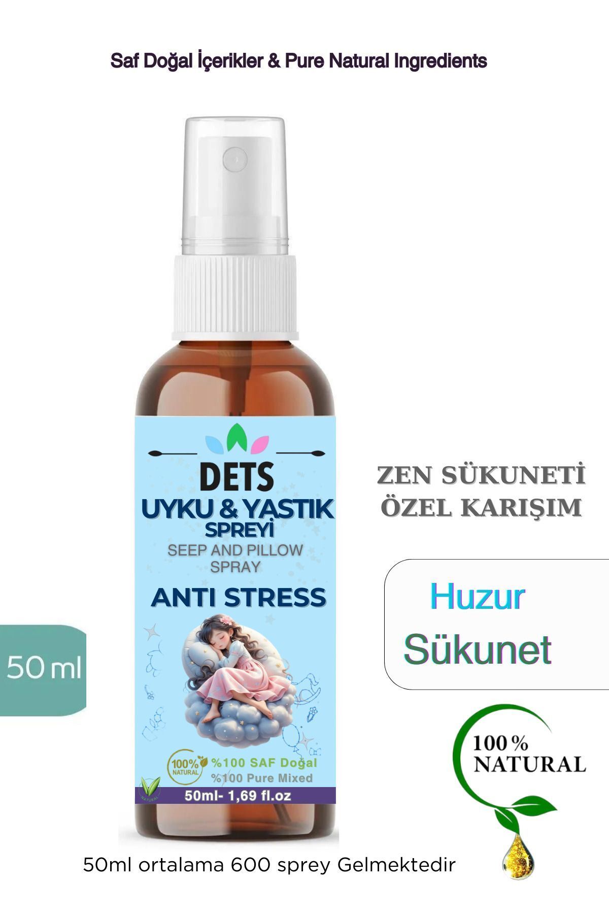 Anti Stress Uyku Yastık Spreyi Zen Sükuneti ile Huzur Rahatlama Sleep And Pıllow Spray 50ml