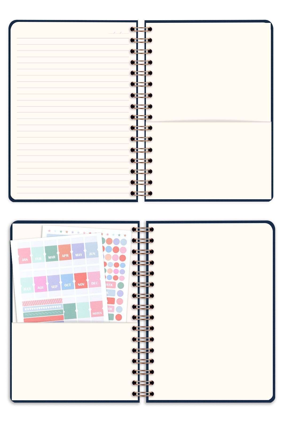 Matt Notebook-Navy Blue A5 15X21 cm Spiral Linen Notepad 7