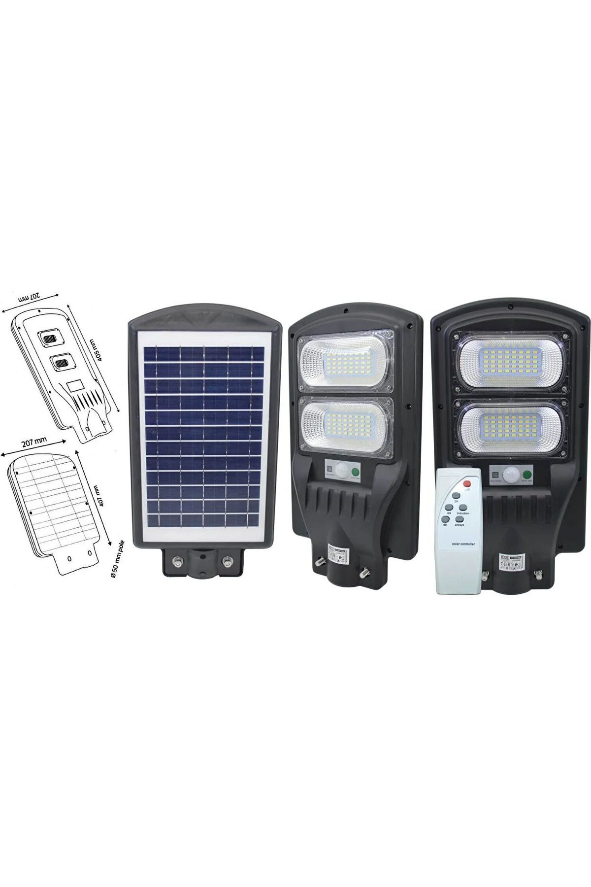 100 Watt Birinci Kalite Güneş Enerjili Solar Sokak Armatürü - Çok Yüksek Işıklı Solar Sokak Lambası 4