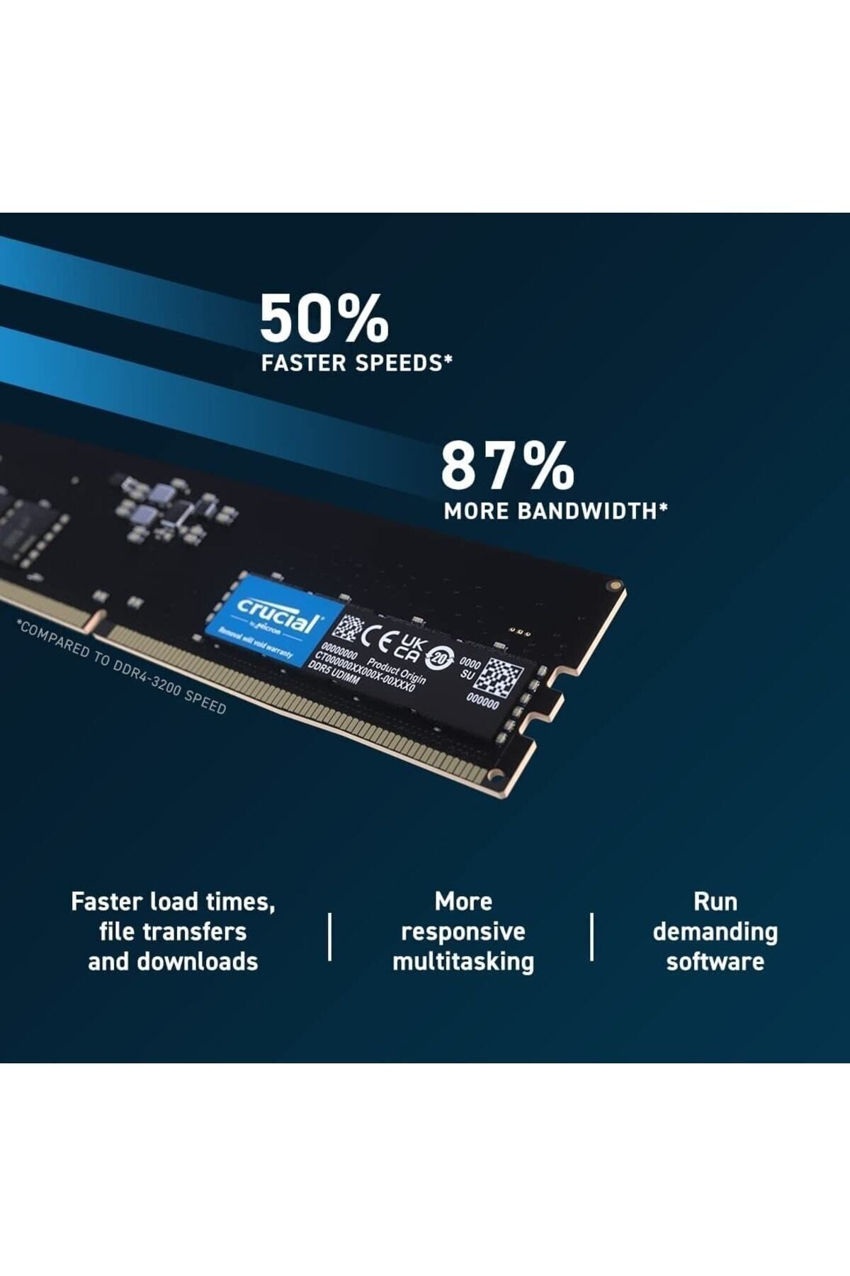 Crucial-ذاكرة الوصول العشوائي للكمبيوتر الشخصي Ct8g48c40u5 - 8 جيجابايت Ddr5-4800 Udımm، ذاكرة الوصول العشوائي Cl40 (16 جيجابايت) 5
