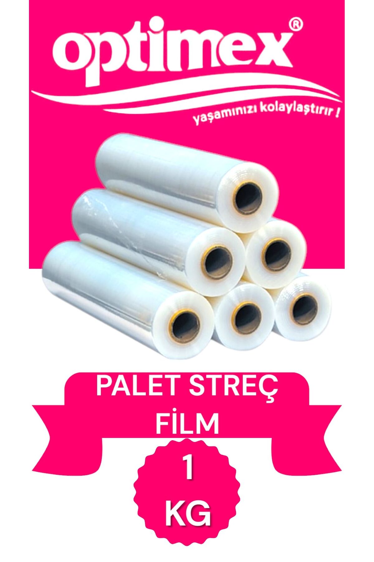 OPTİMEX 50CM. * 100 METRE PALET STREÇ FİLM KALIN EKSTRA DAYANIKLI EŞYA SARMAK VE PAKETLEME STREÇ FİLM
