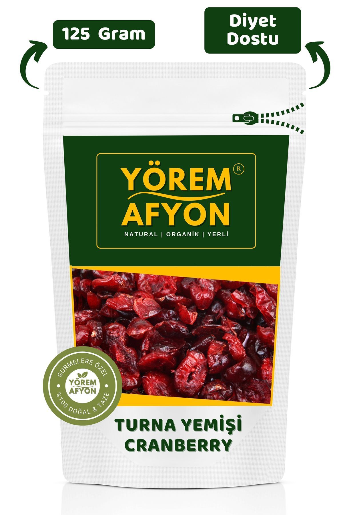 Diyet Dostu Glütensiz Turna Yemişi Kurusu, Cranberry, Yaban Mersini {vaccinium Macrocarpon} | 125gr.