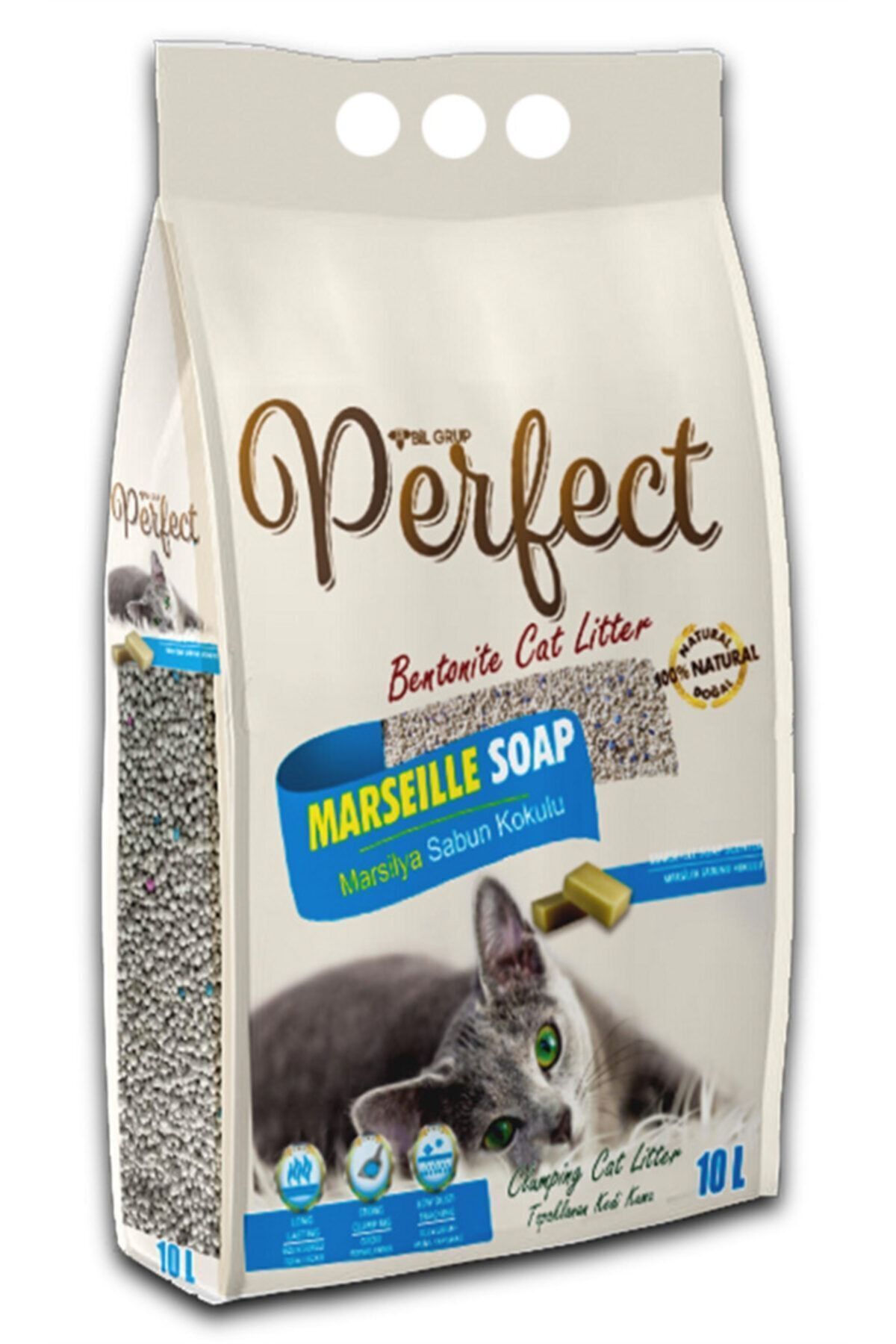 10 Lt Perfect İnce Taneli Marsilya Sabun Kokulu Bentonit Kedi Kumu