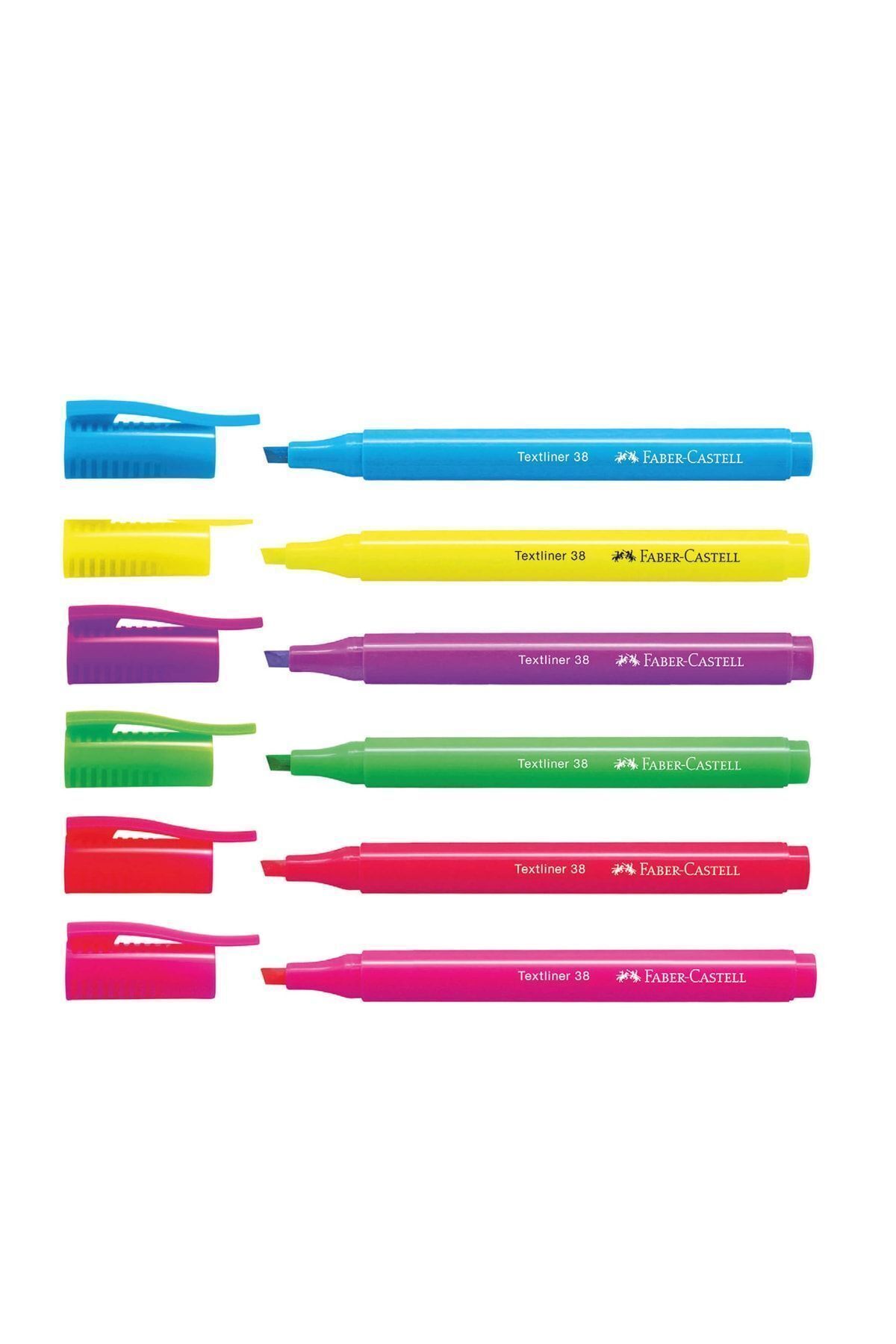 Faber Castell Fosforlu Kalem 38 Neon 6'lı Set,Canlı Renkler, Su Bazlı Mürekkep, Ergonomik Tasarım
