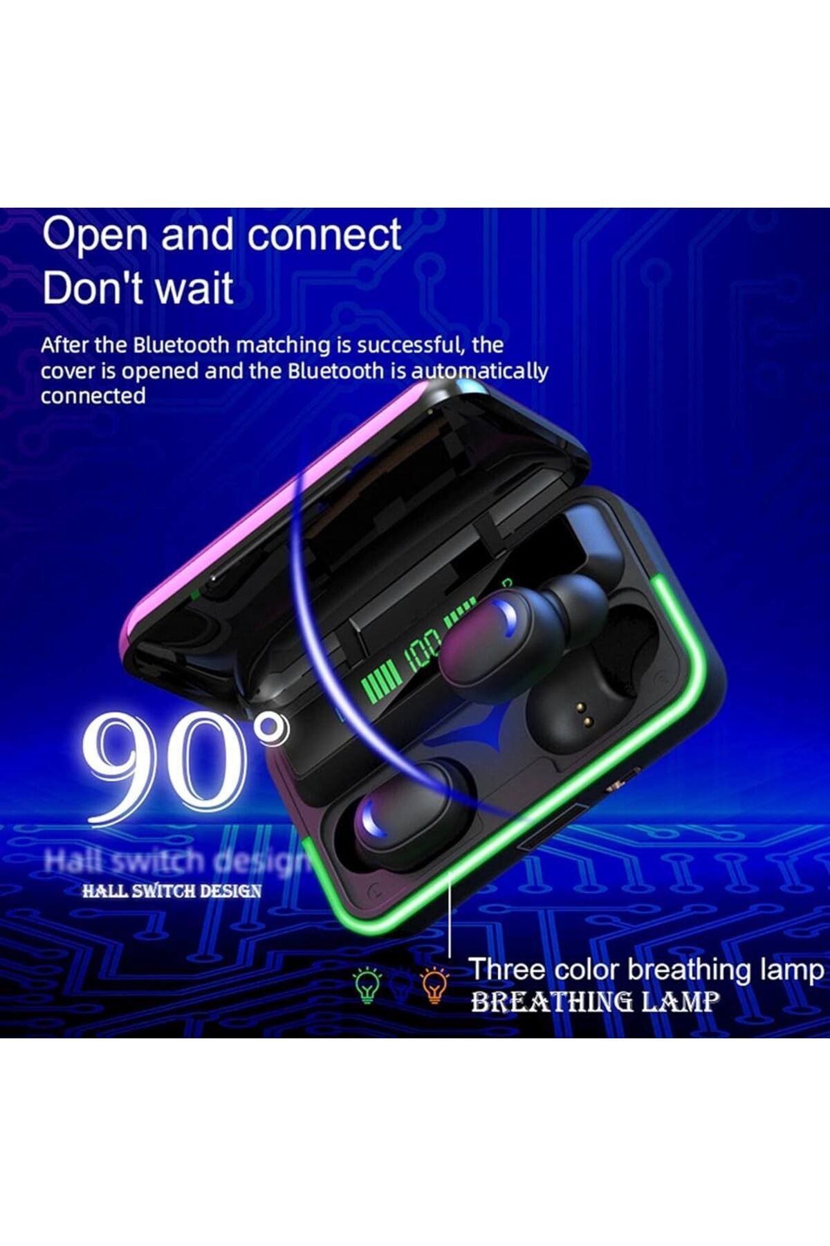 UCUZTEKNO E10 Bluetooth Kulaklık Powerbankli Led Işıklı LCD Göstergeli BT V5.3 TWS Kulaklık
