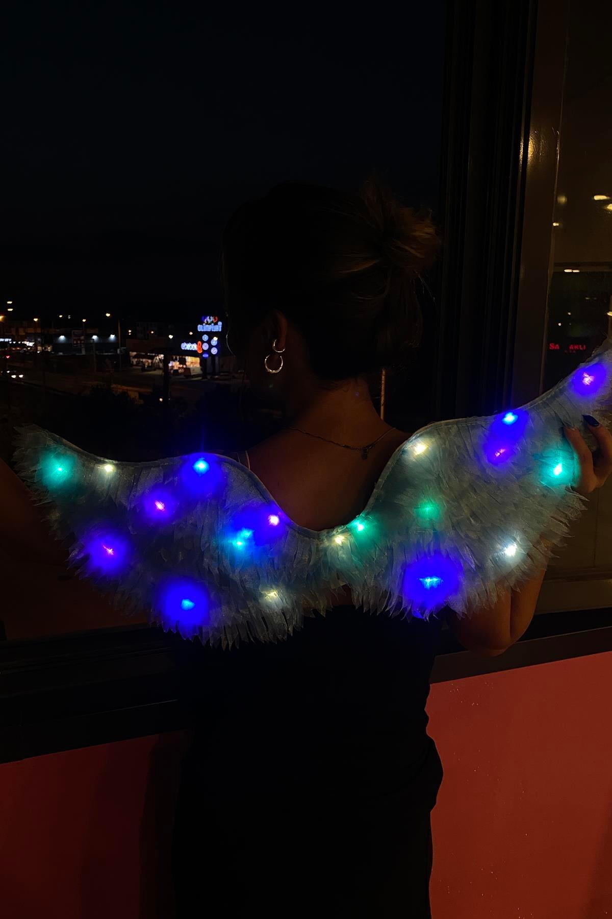 Blue Color Led Flashing Illuminated Angel Wing