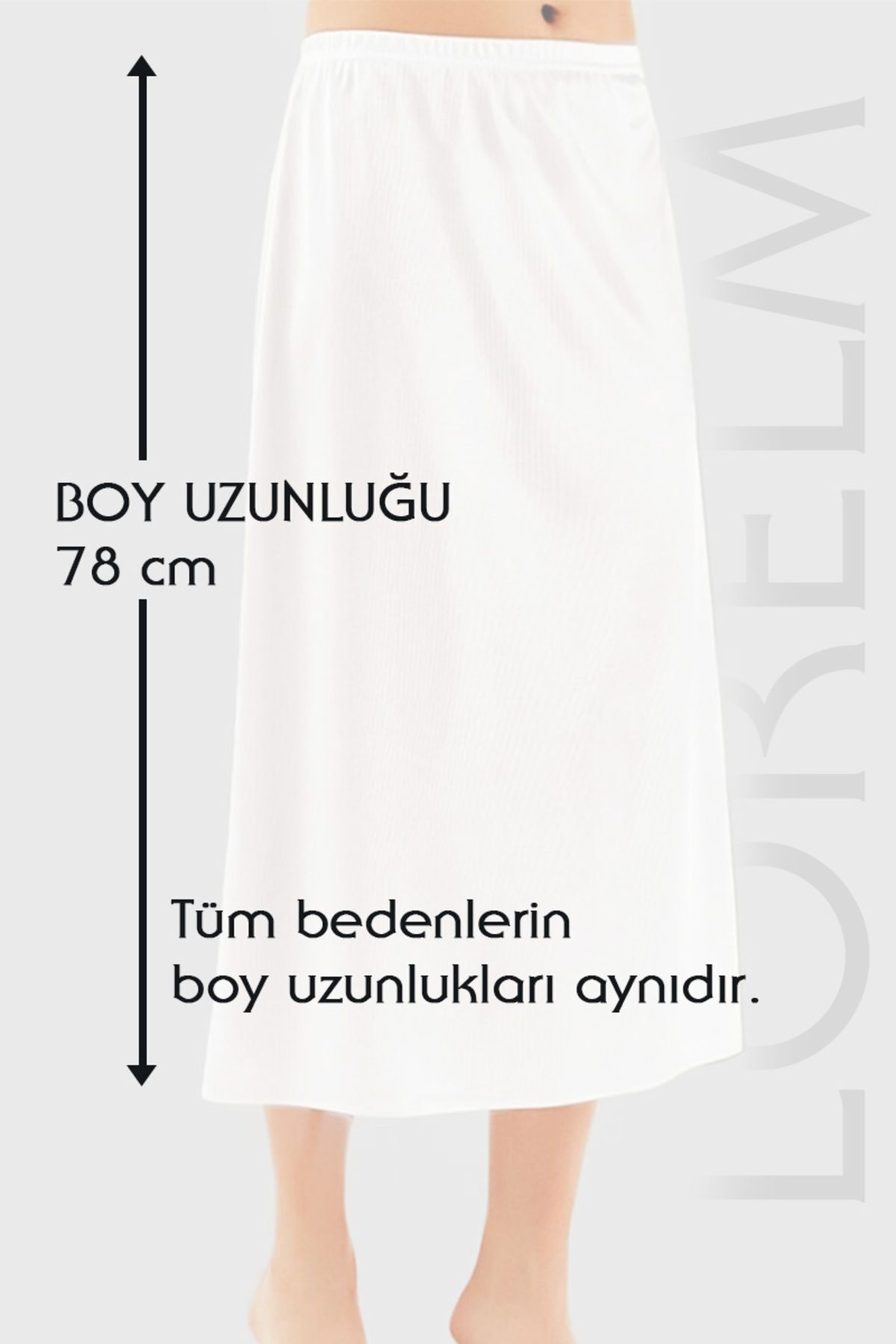 Battal Tam Boy Jüpon Uzun Etek Astarı Beyaz Renk