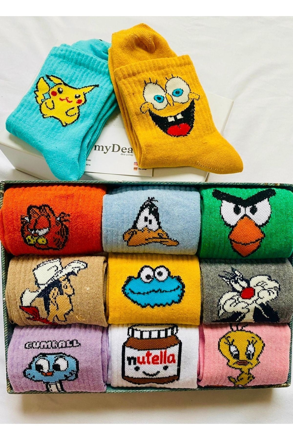 myDea-Unisex Character Patterned College Socks 6 Pairs 3