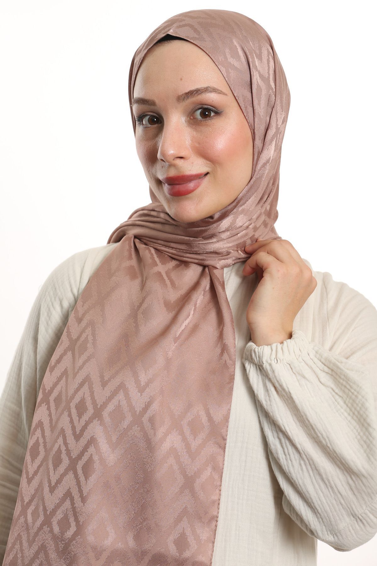 m moon scarf-High Quality Imported Fabric and Italian Stitched Tile Pattern Shawl - "onion Shell" 3