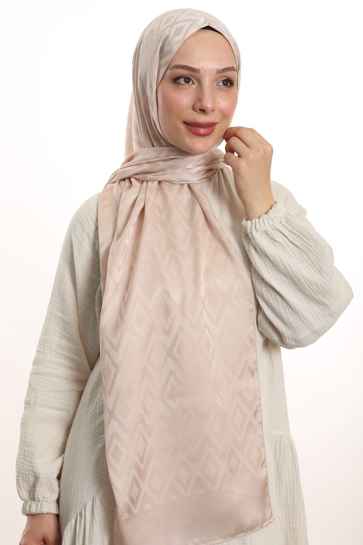 m moon scarf-High Quality Tile Patterned Silky Jacquard Shawl - Imported Fabric and Italian Stitching 2