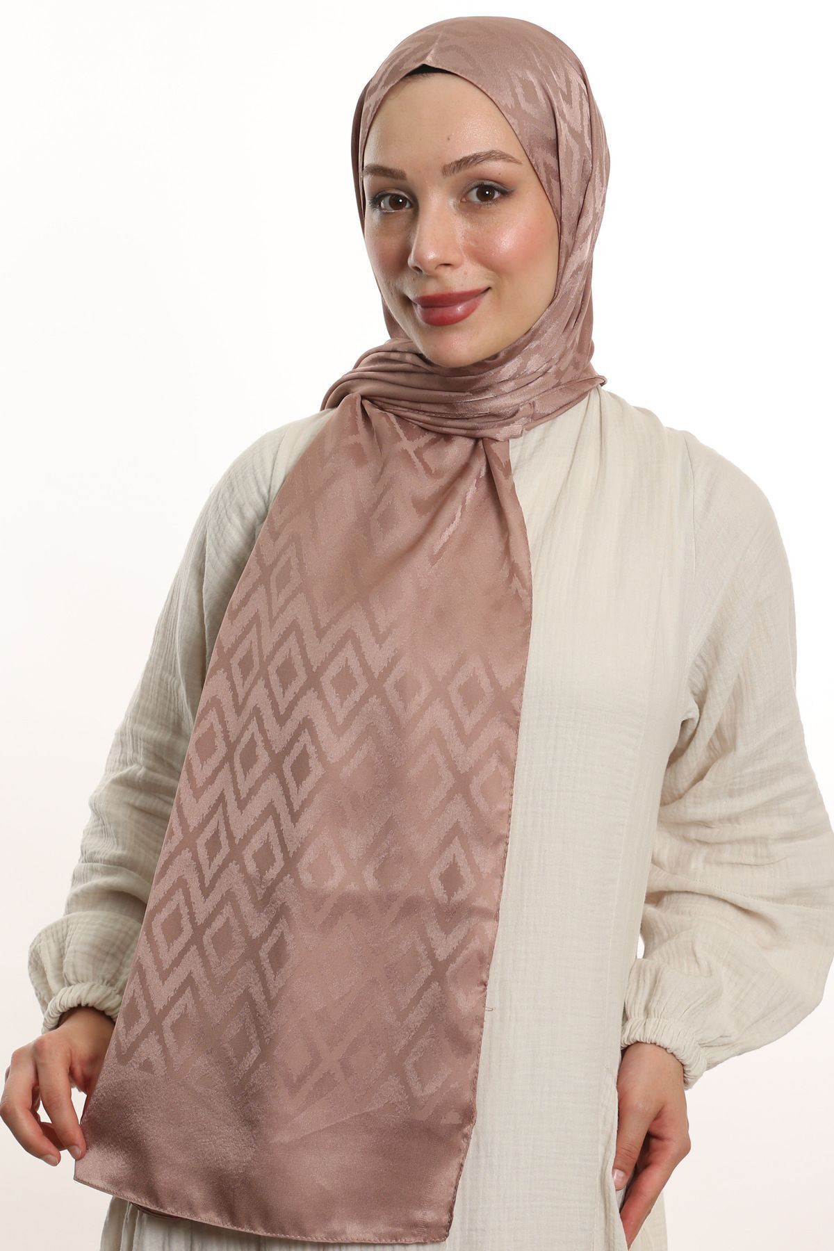 m moon scarf-High Quality Imported Fabric and Italian Stitched Tile Pattern Shawl - "onion Shell" 4