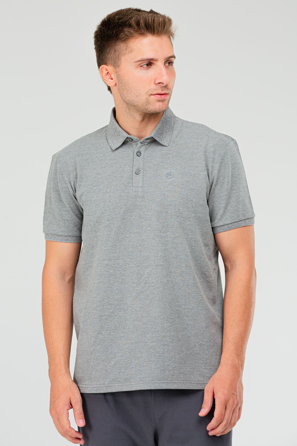 speedlife-Men's Polo Neck T-Shirt - Anthracite, 100% Cotton, Short Sleeve XF1735 6