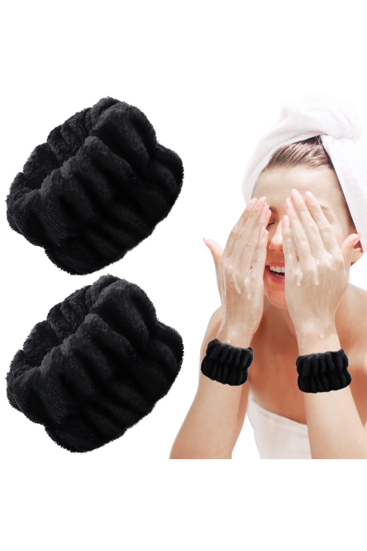 2 Extra Soft Water Absorbent Towel Wrist-Face Wash Armband Sports Spa Bracelet (SET)