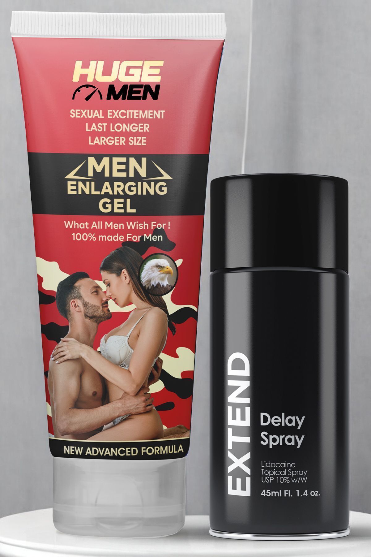 HUGE MEN 50ml Penis Büyütücülü Krem ve 45ml Uzun Deneyim Spreyi: Fark Yaratın