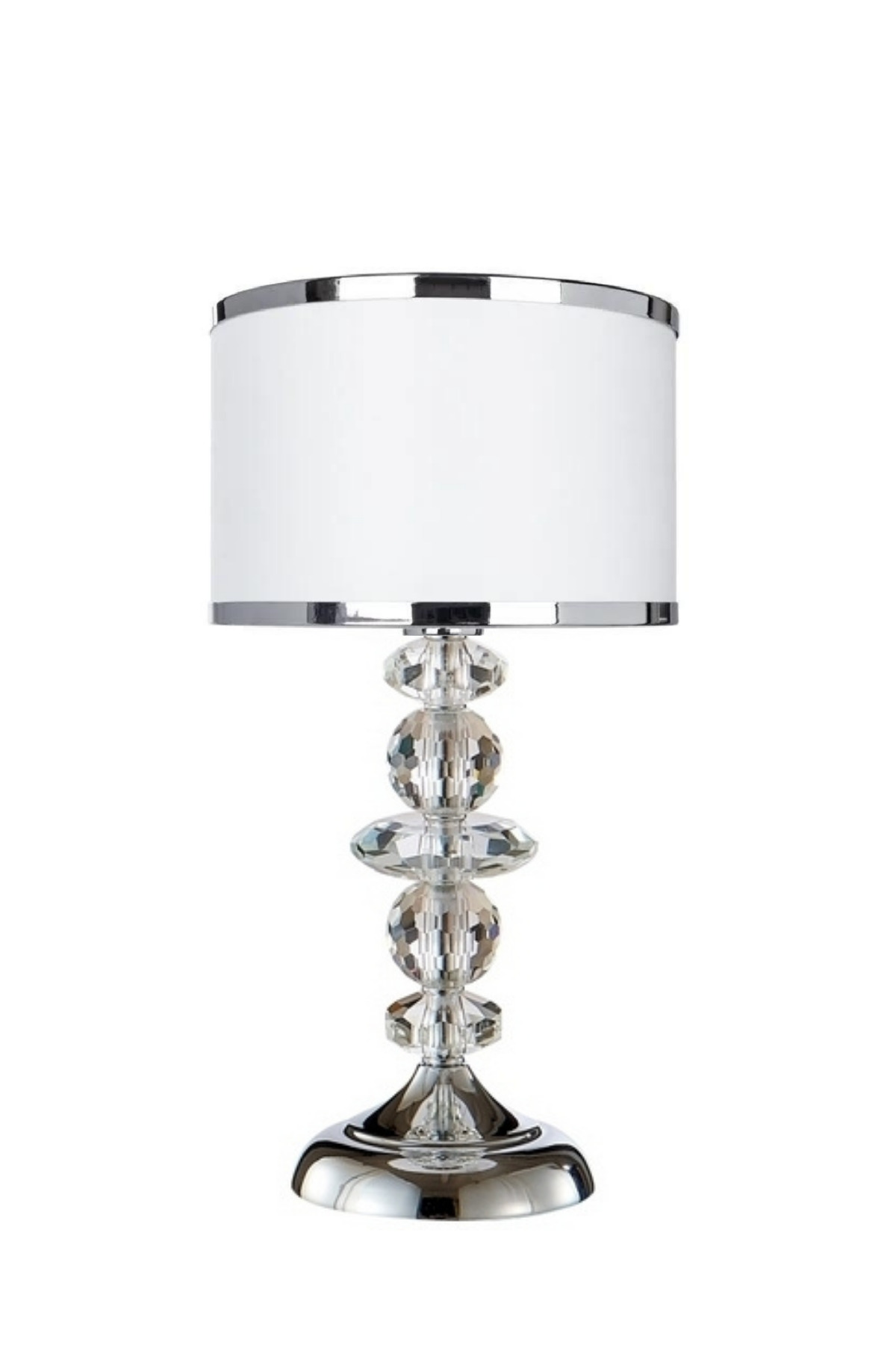 571 Store 5 TAL KRİSTAL MASA ABAJURU KROM KAPLAMA KUMAŞ BAŞLIK