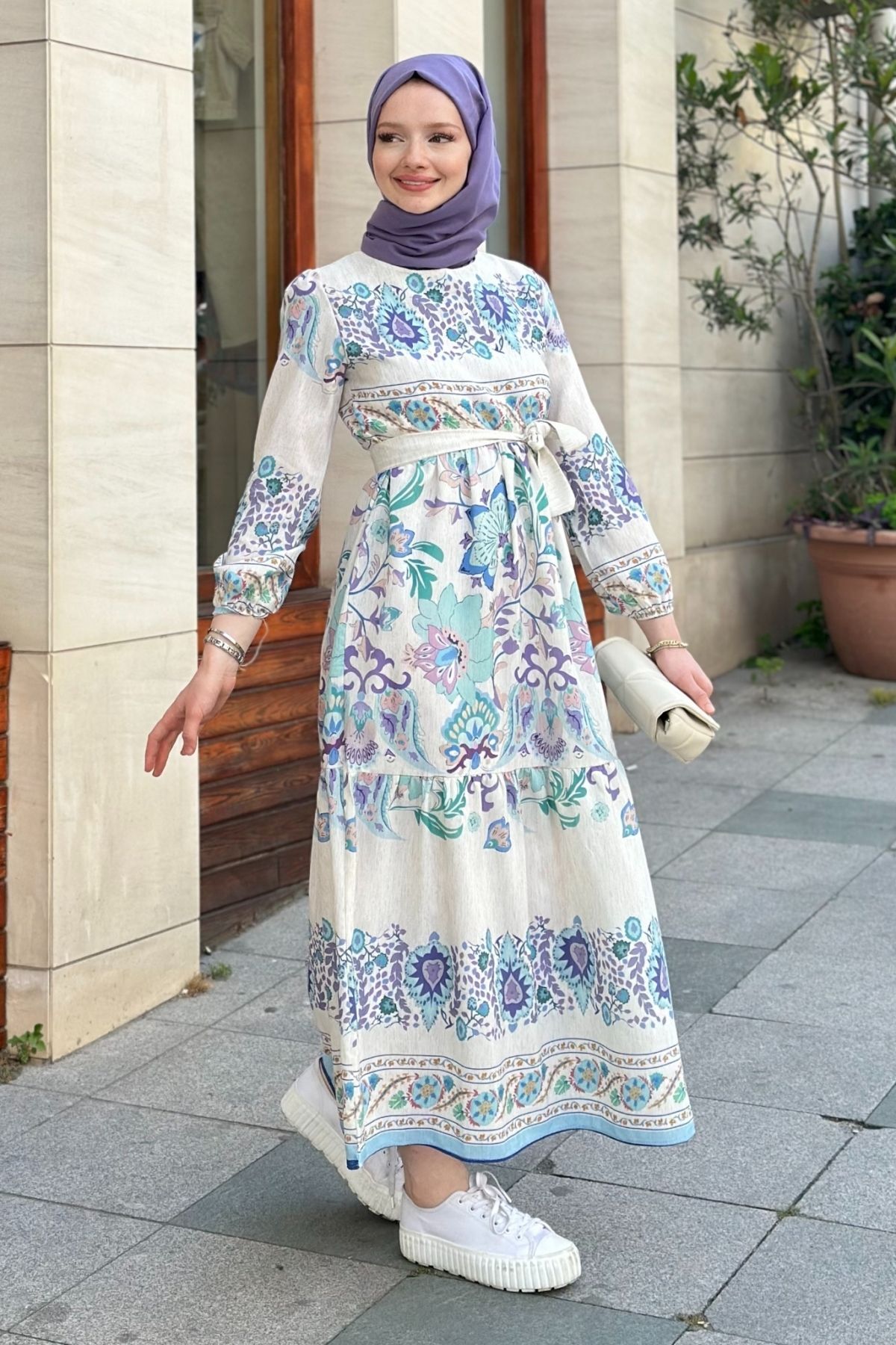 Erna Lilac Linen Dress