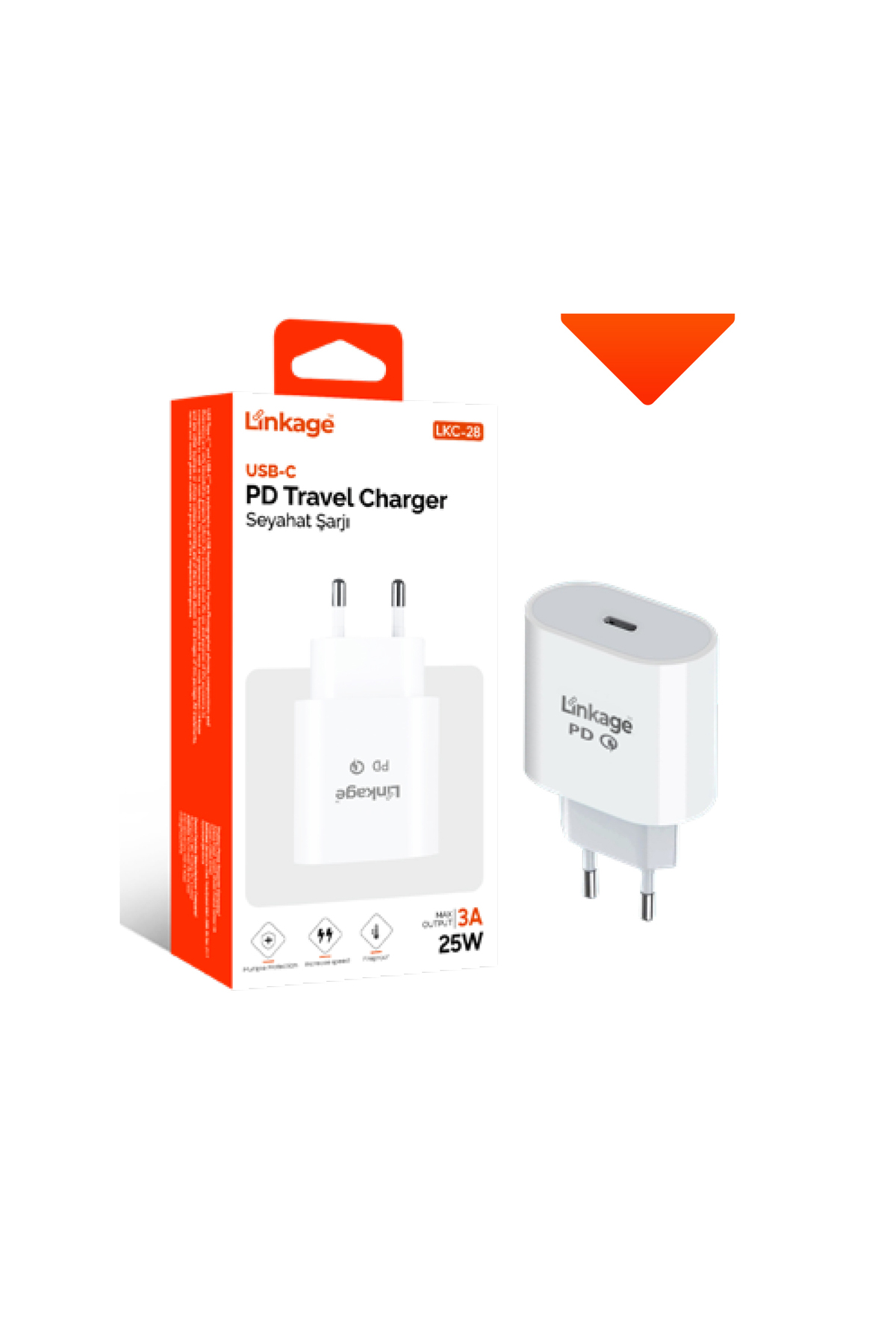 PD Quick Charge 3A, 25W 1XUSB-C Şarj Başlık LKC-28