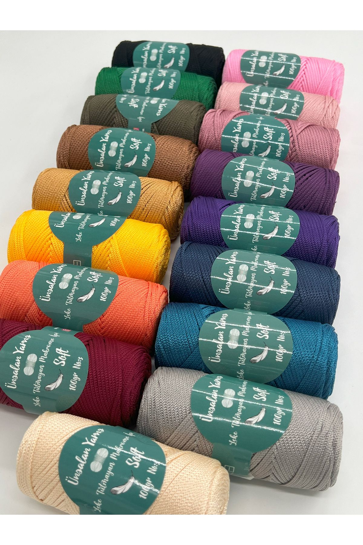 ÜNSALAN HOBİ-Premium Polyester 100gr Ecru Macrame String - 120mt 2mm Σετ 5 χορδών 6