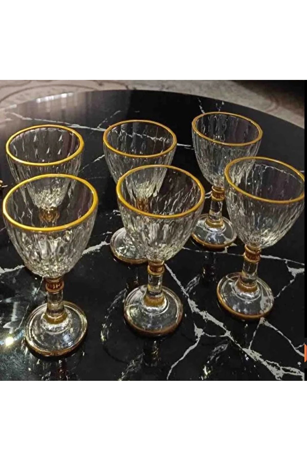 adana avm Gold Gilded Footed Crystal 6-Piece Coffee Side Water Glasses