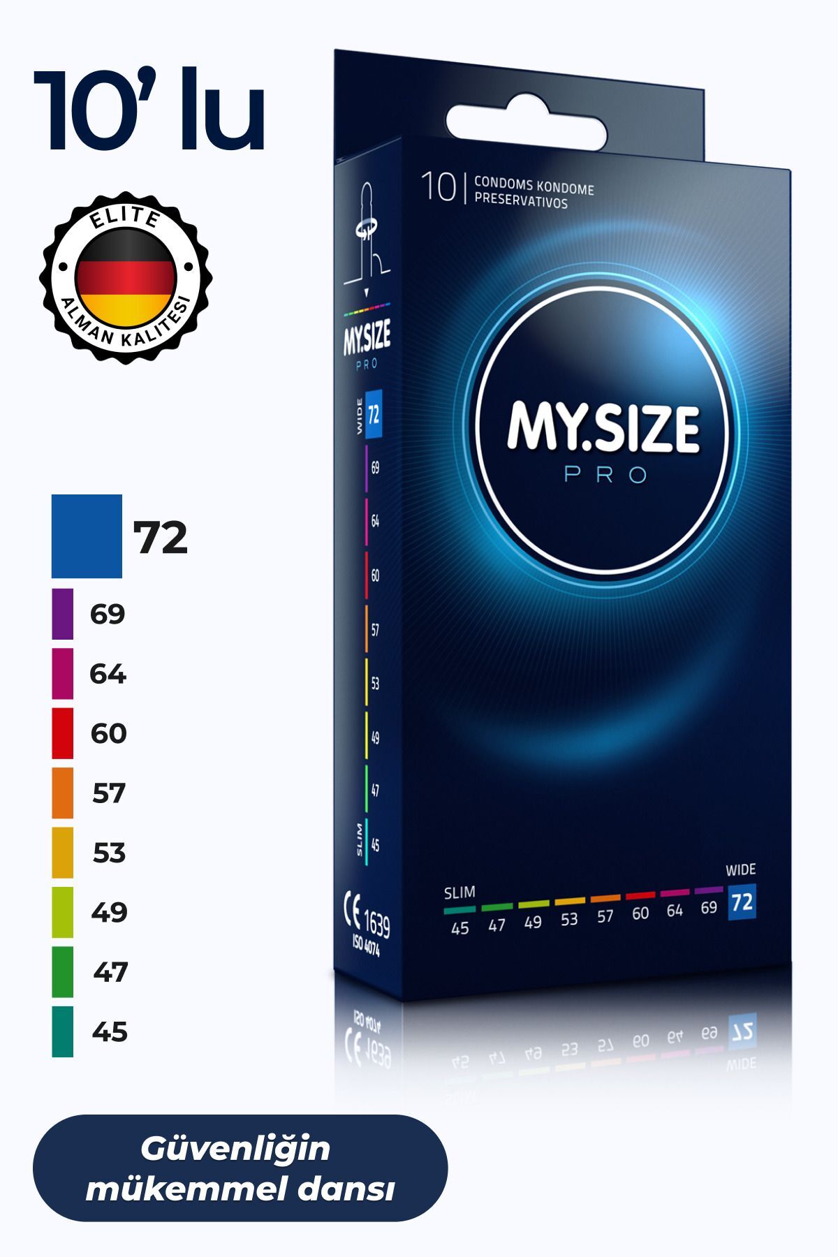 Mysize PRO Prezervatif - Alman Kalitesi - Ultra Ince - 10'lu - 72 Beden