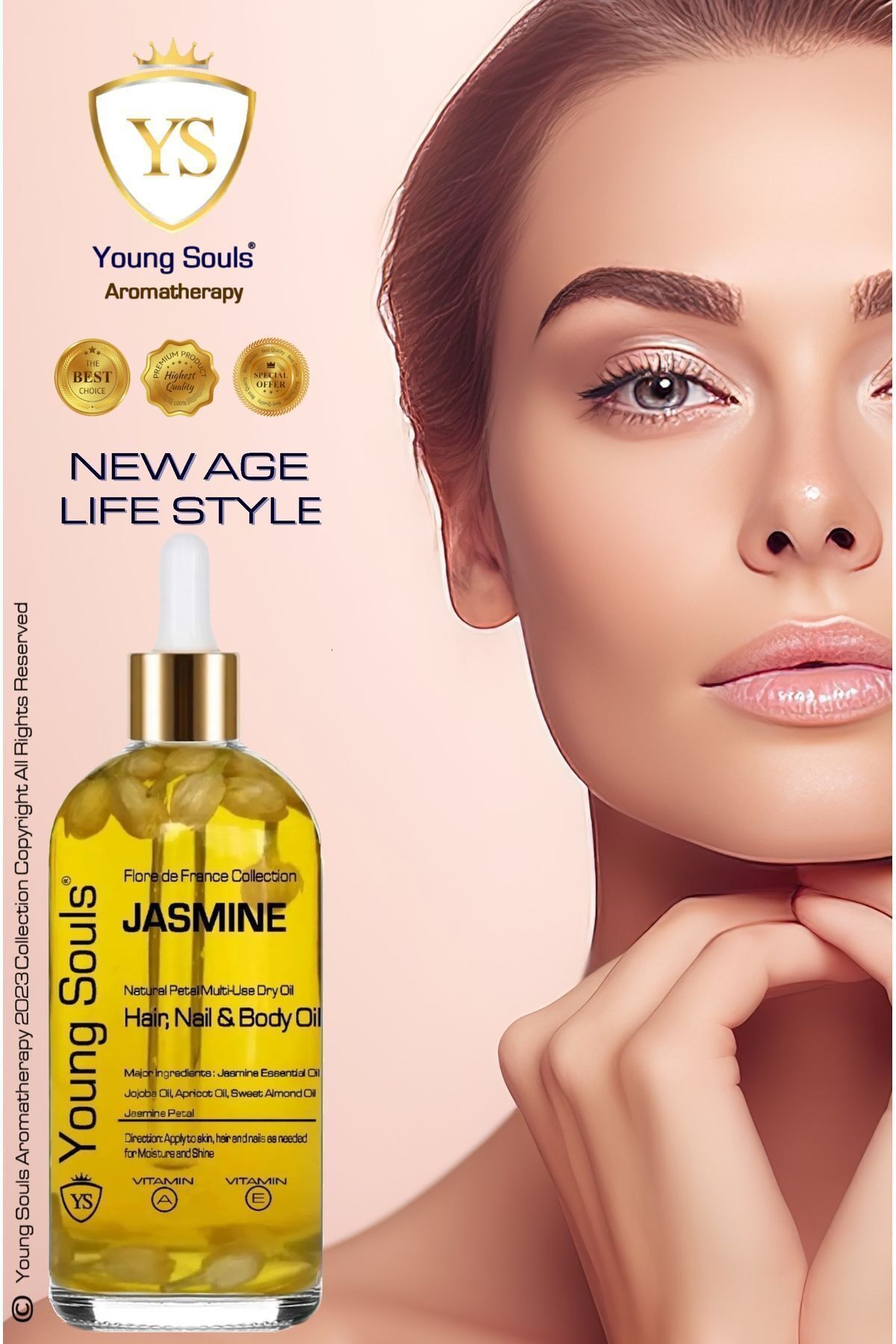 رایحه درمانی یاسمین روغن چند کاربرد یاسمن صورت سرم پوست ناخن و پوست 100 میلی لیتر YOUNG SOULS