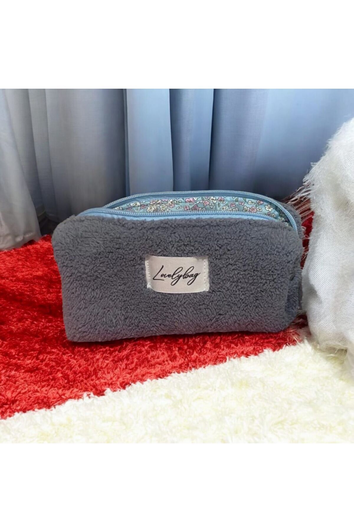 جای قلم مخملی خاکستری LOVELYBAG
