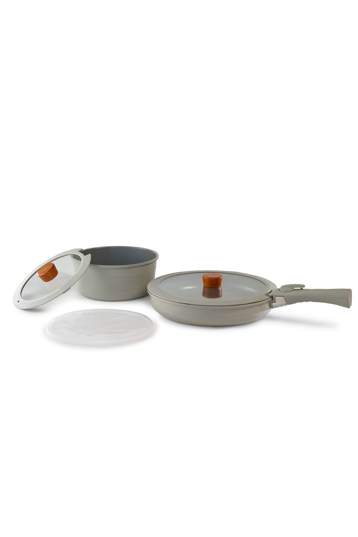 NEOFLAM-Midas Gray 18-Piece Interlocking Induction Pot and Pan Set with Detachable Handle 3