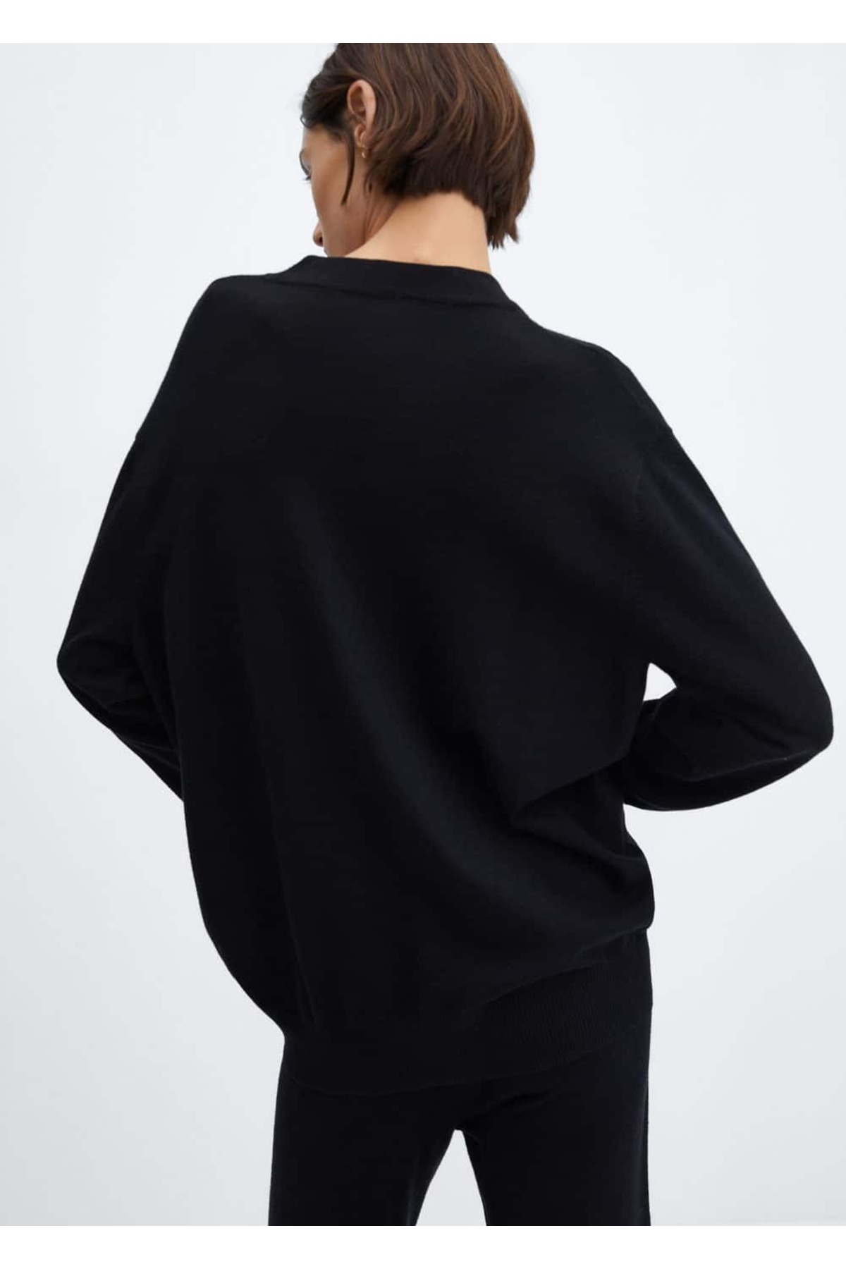 بافت و پلیور زنانه مشکی منگوMANGO | 67010477 اورجینال - تصویر 4