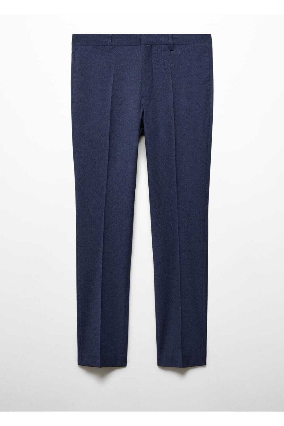 شلوار مردانه آبی منگوMANGO Man | 67000643 اورجینال - تصویر 3