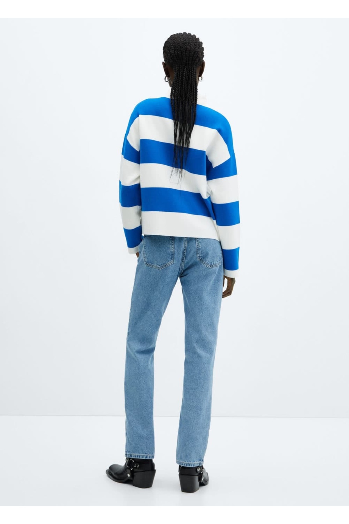 بافت و پلیور زنانه آبی منگوMANGO | 67003276 اورجینال - تصویر 4