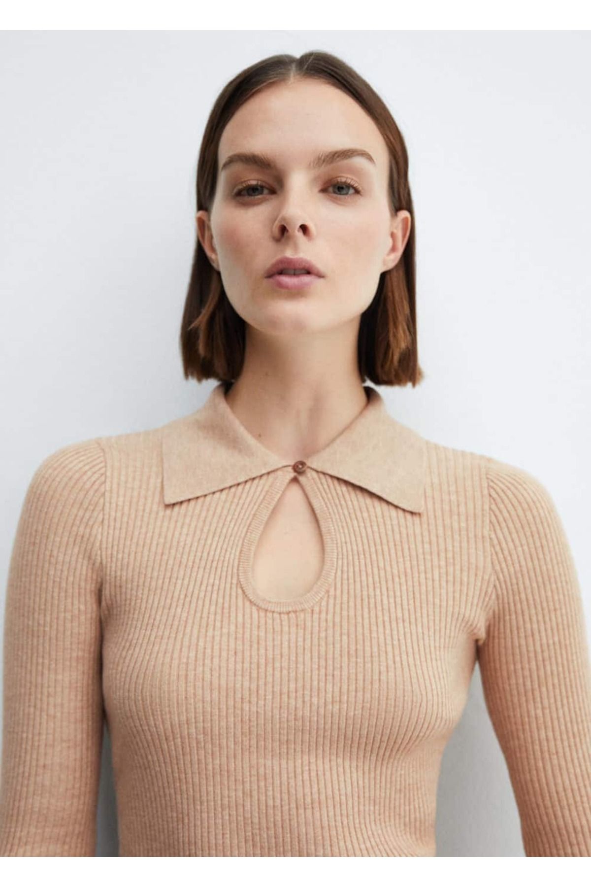 MANGO Woman-Otvorený sveter Polo golier 5