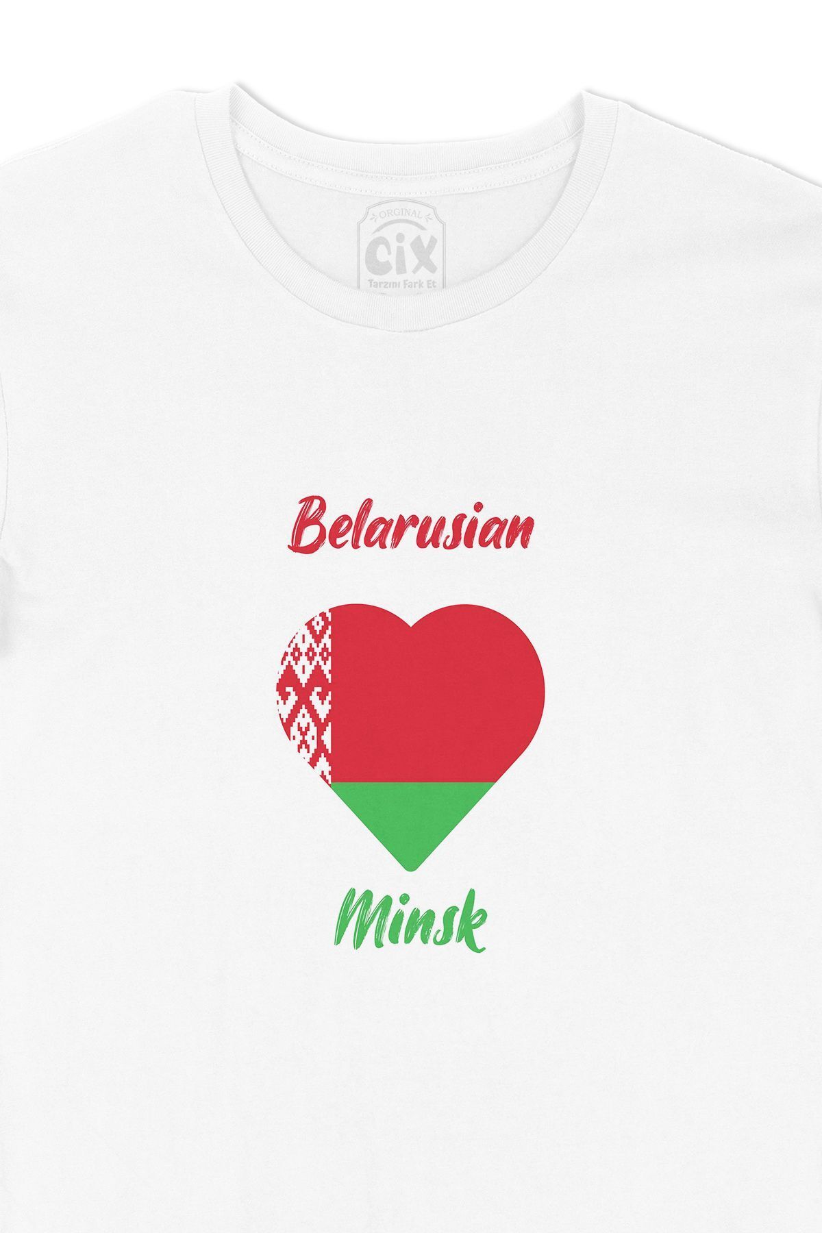 Cix-Minsk Belarus Flag Heart T-Shirt 2