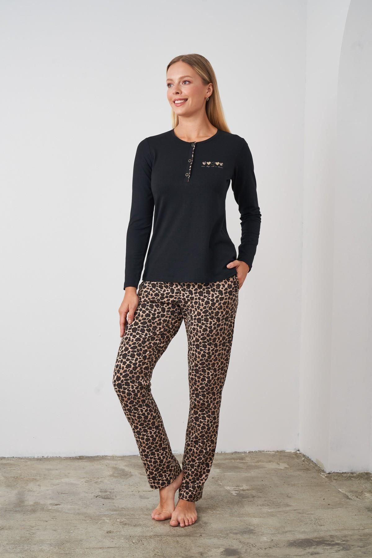 PJS-24512 Set de pijamale cu model leopard pentru femei 2