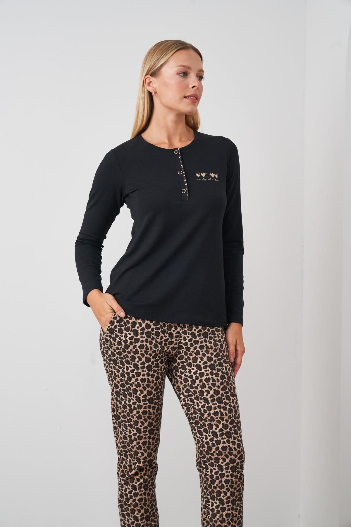 PJS-24512 Set de pijamale cu model leopard pentru femei 4