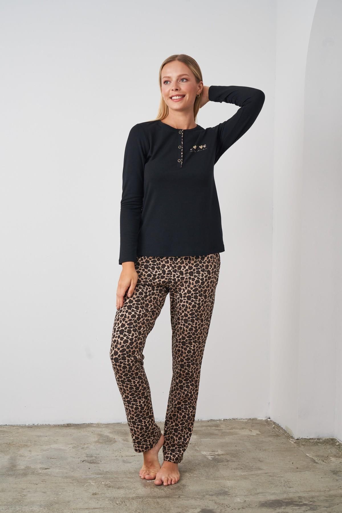 PJS-24512 Set de pijamale cu model leopard pentru femei 3