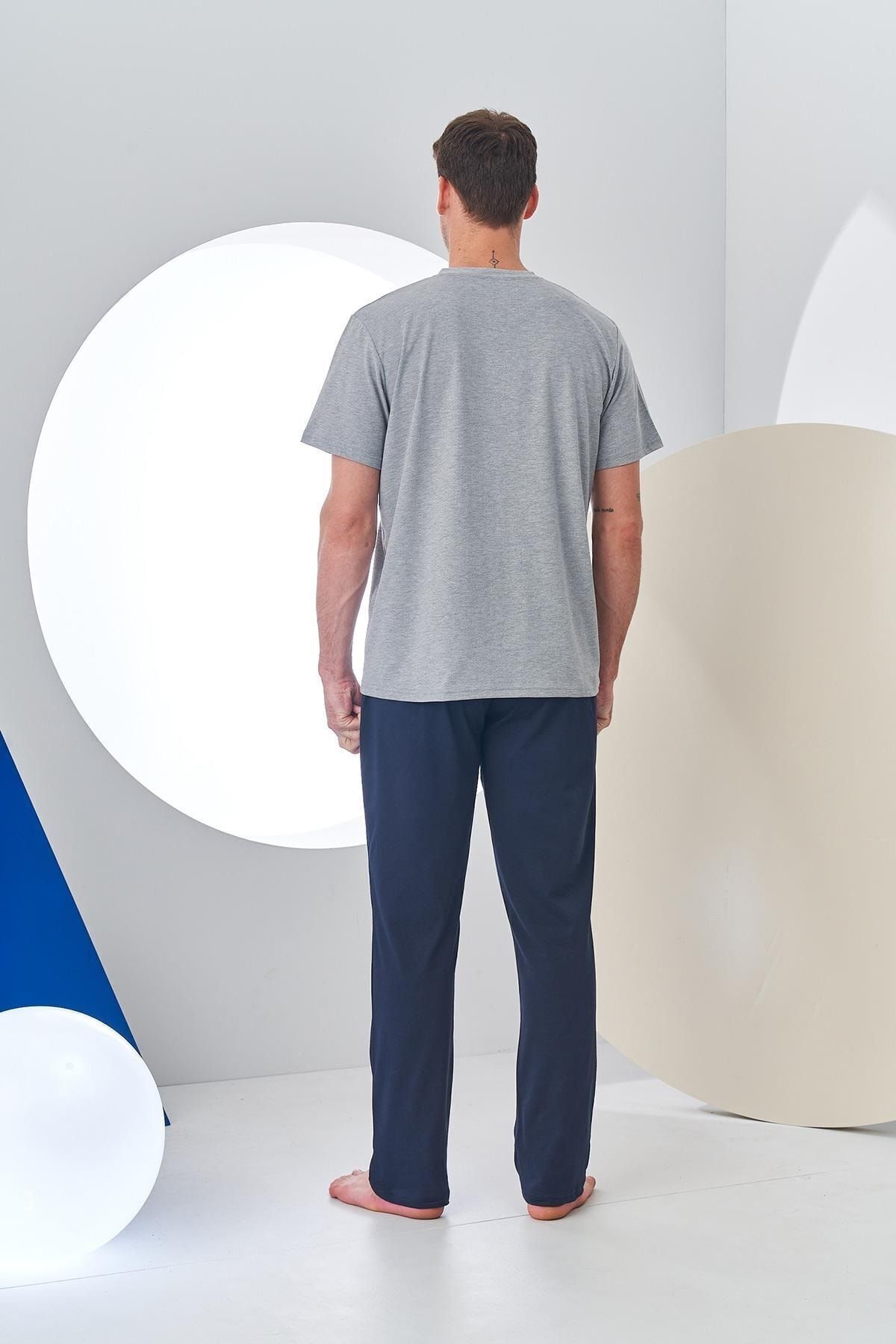 PJS-24314 Men's Placket Short Sleeve Pajama Set 4
